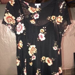 Mesh flower top with tank top